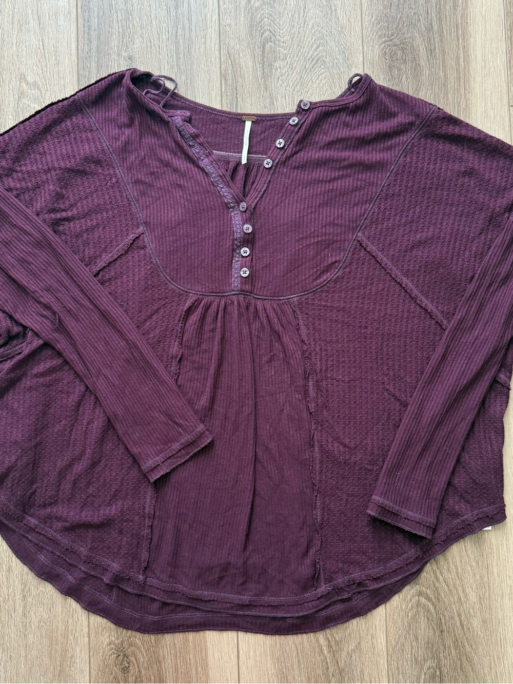 Free people Women's Long Sleeve Henley Top in Deep Plum size small